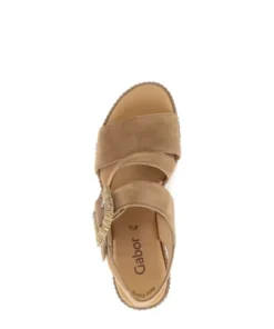 Gabor Brown Suede Wedge Sandal|8477114