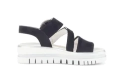 Gabor Navy Suede Wedge Sandal|8462716