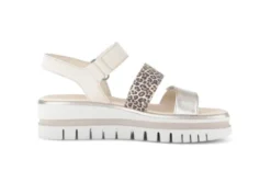 Gabor Silver and Leo Strap Wedge Sandal|8462032