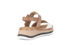 Gabor White and Tan Strap Sandal|8274452