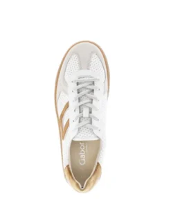 Gabor White and Tan Wide Fit Trainer|8654560
