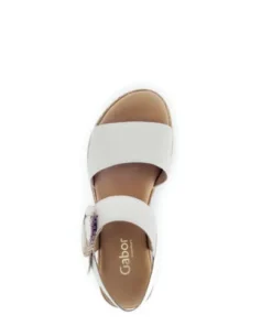 Gabor White Wedge Strap Sandal|8270652
