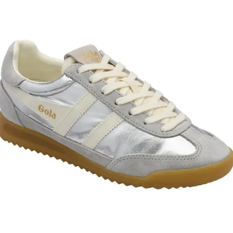 Gola Silver and Off White Trainer|CLB858JW