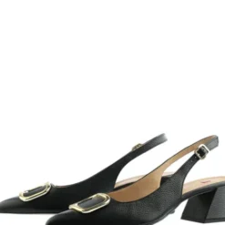 Hogl Black Leather Sling Back|1046230100
