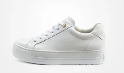 Paul Green White Leather Platform Trainer|5241000