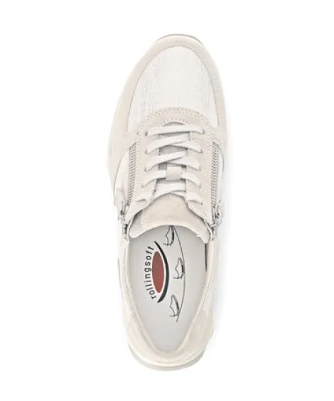 Rolling Soft Beige Lizard Print Comfort Trainer|8696822
