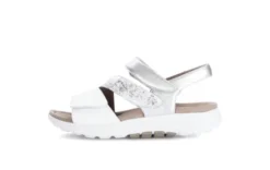 Rolling Soft White and Silver Mini Wedge Sandal|8681351