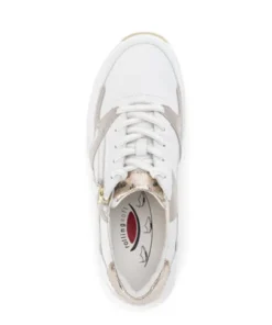 Rolling Soft White and Taupe Wedge Trainer|8695852