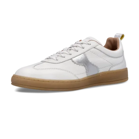 Salamander White and Silver Leather Trainer|F31ARN0320