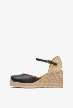 Unisa black Leather Espadrille|CACE26BK