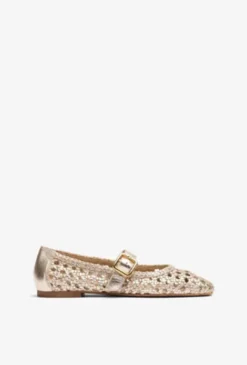 Unisa Gold Braided Leather Mary Jane|BALZAG