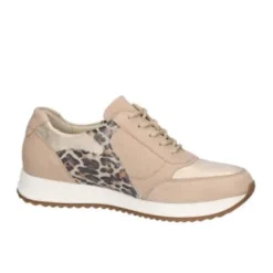Waldlaufer Wide Fit Beige and Animal Print Trainer|752016921