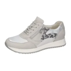 Waldlaufer Wide Fit Grey and Animal Print Trainer| 752016424