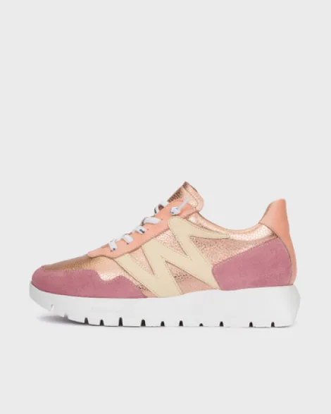 Wonders Pink and Yellow Wedge Trainer|A24101B